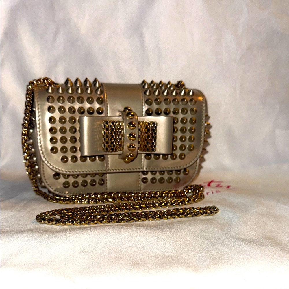 Christian Louboutin Gold Studded Bag - Picture 2 of 16
